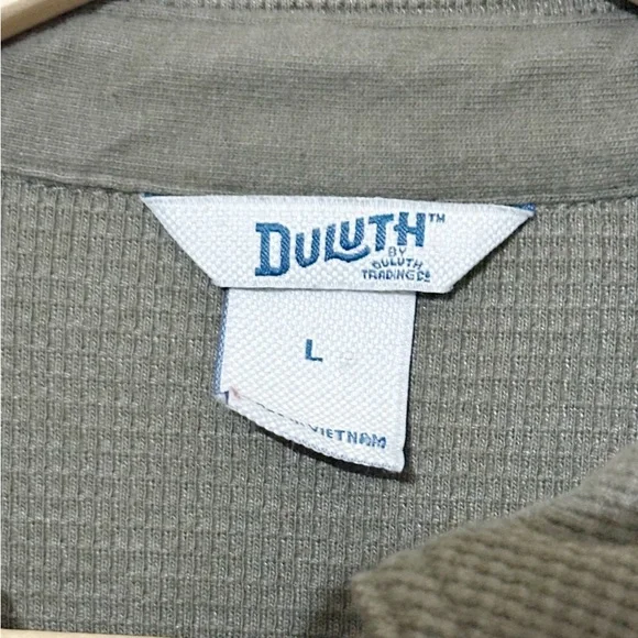 Duluth Trading Company Green Burly Thermal Waffle Knit Shirt Dress - Size Large - Picture 6 of 9